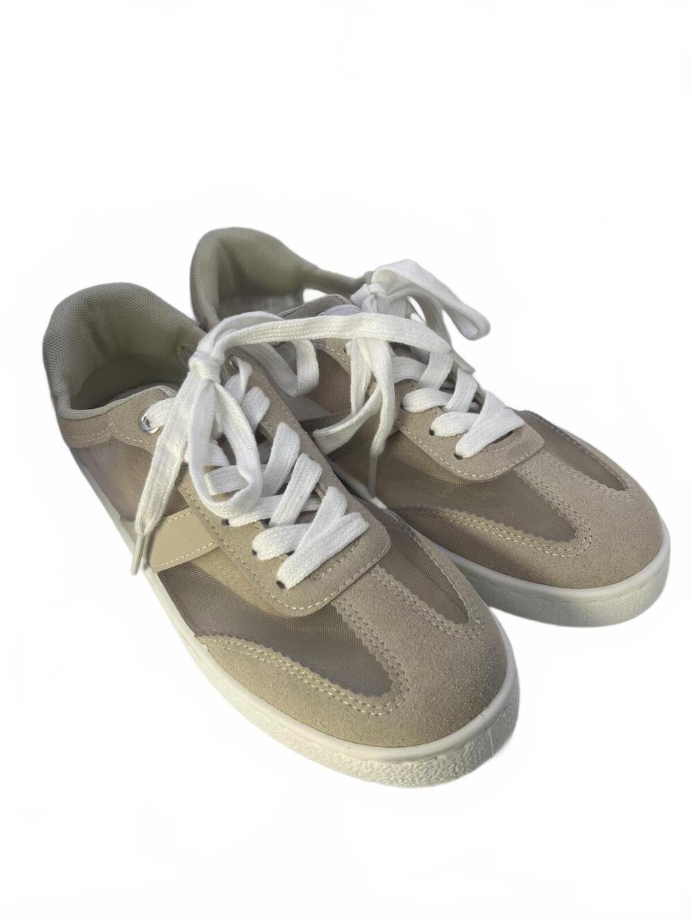 Dirty Laundry Suede Mesh Sneakers Beige and White Casual Sneakers Size 7.5 NWOT